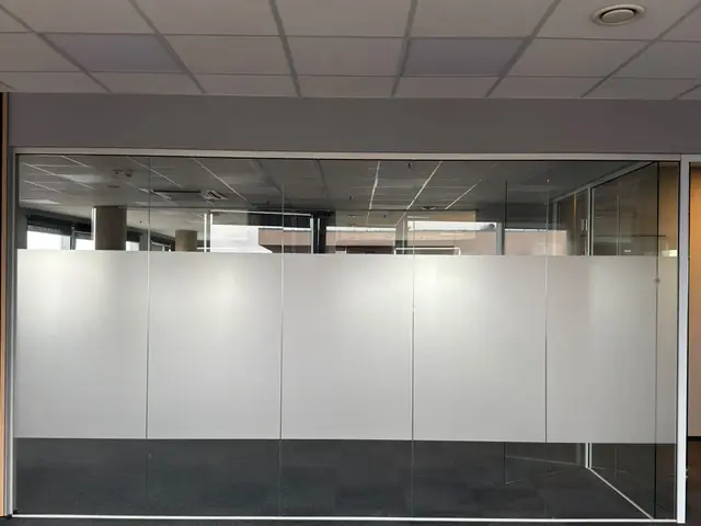 Matēta plēve sapulču telpas sienai